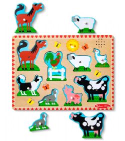 MELISSA AND DOUG - CASSE-TÊTE 8 PIÈCES ANIMAUX DE LA FERME EN BOIS SONORE